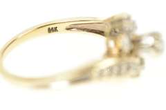 14K Yellow Gold Diamond Bypass Promise Engagement Ring