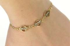 10K Yellow Gold Diamond Inset Shield Link Statement Chain Bracelet
