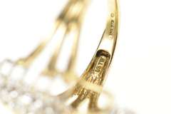 10K Yellow Gold Diamond Encrusted Bypass Cluster Statement Ring