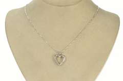 14K White Gold 1950's Classic Diamond Heart Love Symbol Pendant