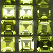 Princess cut Unheated! 7.10ct Peridot set