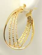 Trendy 14kt Yellow Gold Diamond Cut Interlocking Hoop Earrings