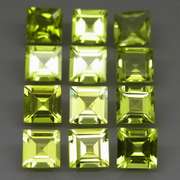 Princess cut Unheated! 7.10ct Peridot set