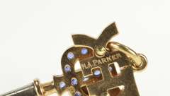 10K Yellow Gold Alpha Kappa Psi Sapphire Frat. Watch Key Charm/Pendant