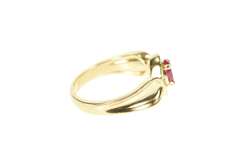 14K Yellow Gold Oval Syn. Ruby Diamond Accent Engagement Ring