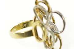 14K Yellow Gold Diamond Two Tone Geometric Oval Statement Ring