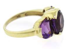Gorgeous 3 Stone Amethyst Yellow Gold Ring