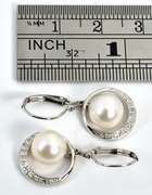 Beautiful Pearl & Diamond Earrings in 14K WG
