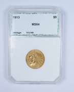MS64 1913 $5.00 Indian Head Gold Half Eagle - Graded by PCI