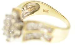 10K Yellow Gold Diamond Marquise Cluster Statement Bypass Ring