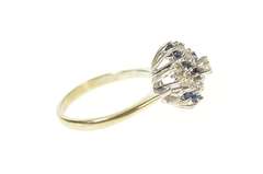 14K White Gold 1.00 Ctw Diamond Sapphire Swirl Cocktail Ring