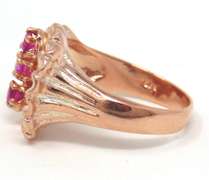 Vintage Rose Gold Ruby Bouquet Ring