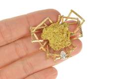 14K Yellow Gold 0.63 Ct Pear Diamond Raw Nugget Geometric Pin/Brooch