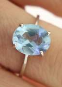 Sterling Silver Opal And Pink Saphires Ring