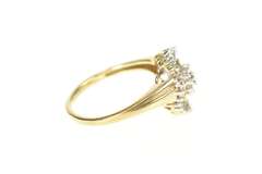 10K Yellow Gold Wavy Heart Diamond Halo Cluster Statement Ring