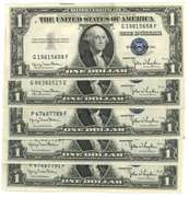 5 Better 1935-D $1 Silver Certificates in Gem CU