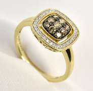 Classy Brown & White Diamond Ring in 14K YG