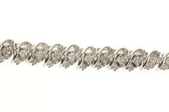 10K White Gold 1.77 Ctw Diamond Graduated Wavy Link Tennis Necklace