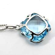 Wistful Blue Topaz & Diamond 14K WG Pendant