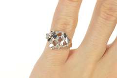 14K White Gold Raw Textured Cluster Nugget Statement Ring