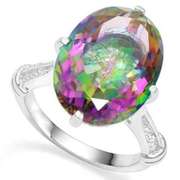 925 STERLING SILVER OV 13*18 MM MYSTIC GEMSTONE WOMEN RING