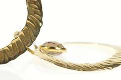 14K Yellow Gold Zebra Striped Smoky Quartz Diamond Statement Earrings