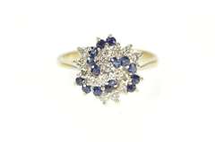 14K White Gold 1.00 Ctw Diamond Sapphire Swirl Cocktail Ring