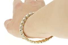 14K Yellow Gold 1.74 Ctw Diamond Cluster Wavy Link Tennis Bracelet