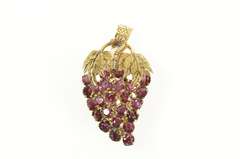 14K Yellow Gold 2.16 Ctw Ruby Grape BunchArt's & Crafts Pin/Brooch
