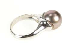 18K White Gold Tahitian Pearl Ornate Bezel Cocktail Ring