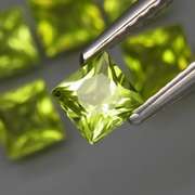 Radiant princess cut! Unheated! 6.18ct Peridot set!