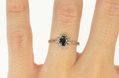 10K White Gold 0.68 Ctw Sapphire Diamond Halo Engagement Ring