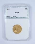 MS64 1914 $5.00 Indian Head Gold Half Eagle - Graded by PCI