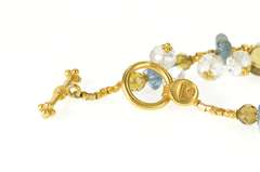 18K Yellow Gold Citrine Blue Topaz Quartz Fringe Statement Bracelet