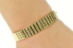 14K Yellow Gold 5.44 Ctw Diamond Bar Channel Wide Bangle Bracelet