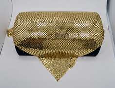 Large Whiting & Davis Gold Tone Mesh Bib Necklace