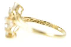 10K Yellow Gold Marquise Cubic Zirconia Diamond Wavy Ring