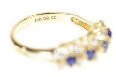 14K Yellow Gold Syn. Sapphire Cubic Zirconia Wedding Band Ring