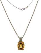 Fabulous 14kt WG Oval Cut Citrine and Diamond Necklace