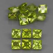 Radiant princess cut! Unheated! 6.18ct Peridot set!