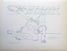 PABLO PICASSO, DYING MINOTAUR IN ARENA