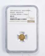 MS65 1875 Dated California Gold Token Indian Wreath #1 16 Stars NGC