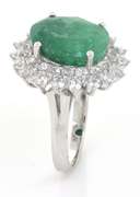 Lavish Natural Emerald & White Sapphire Ring in Sterling Silver