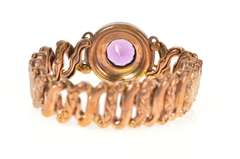 Gold Filled Retro Ornate Sim. Amethyst Ornate Scrollwork Bracelet
