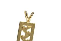 14K Yellow Gold Black Enamel Squared Vine Leaf Statement Pendant
