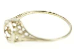18K White Gold Art Deco Etched Filigree Engagement Setting Ring