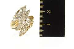 10K Yellow Gold Retro Ornate Diamond Leaf Motif Cluster Ring