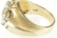 14K Yellow Gold 1.81 Ctw 1960's Round Diamond Cluster Men's Ring