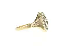 10K Yellow Gold Marquise Retro Grooved Diamond Cluster Ring