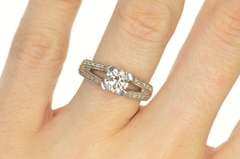14K White Gold 1.05 Ctw Diamond Cathedral Classic Engagement Ring